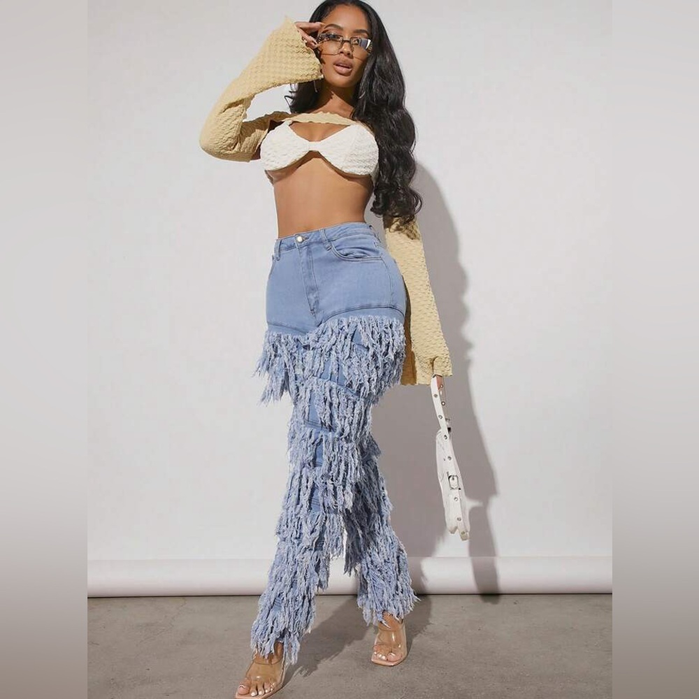 Frayed Light Blue Jeans